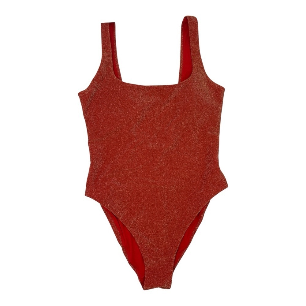❤️🔥”Showgirl” Era Orange/Red Sparkle One-Piece Swim/Bodysuit Size M Aerie❤️🔥 - Picture 9 of 14